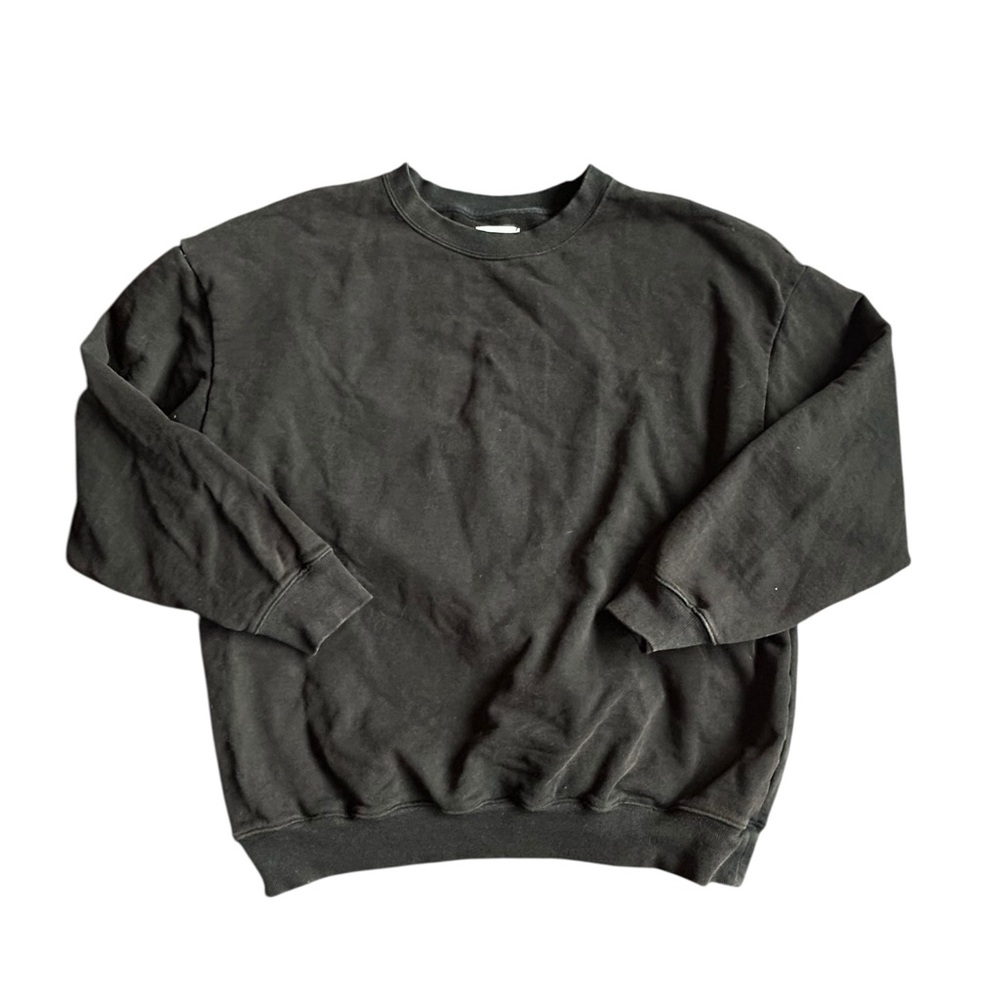 Aerie Classic Crewneck Black Sweatshirt Size Large